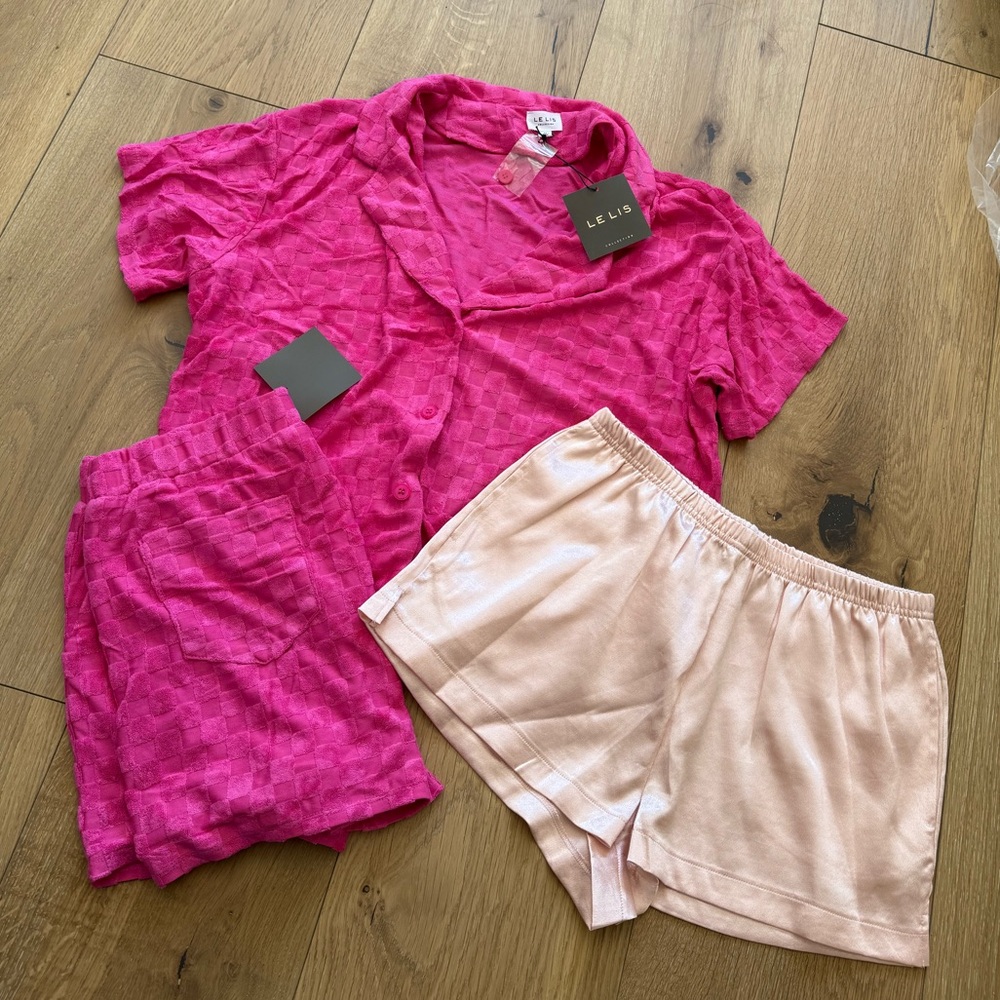 Grit + Grey terrycloth set and satin shorts